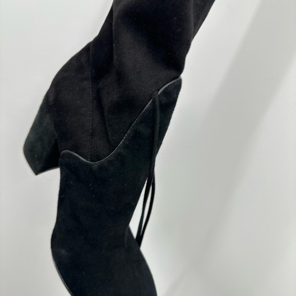 $600+ RACHEL ZOE Robin Tall Suede BLOCK Boot WRAPAROUND TASSEL BLACK Sz 6.5 - Picture 7 of 9